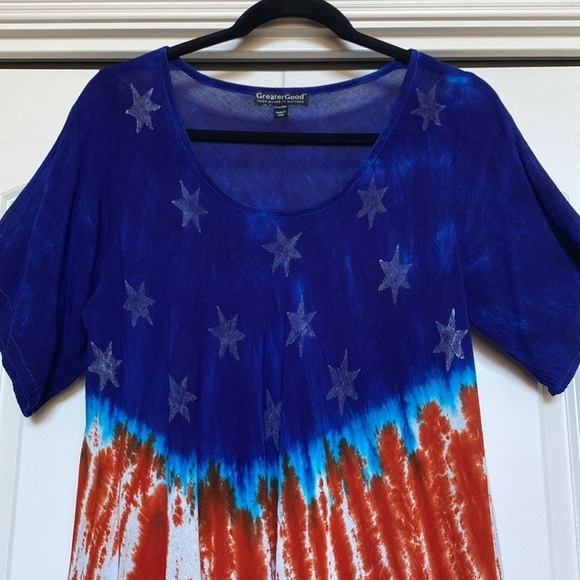Greater Good Patriotic Tunic Women’s OS embroidery Stars Americana Boho festival - Picture 3 of 8